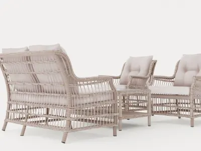 New England sofa set Low-poly 3D model