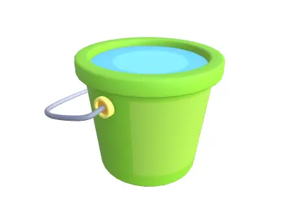Cartoon Water Bucket Free low-poly 3D model