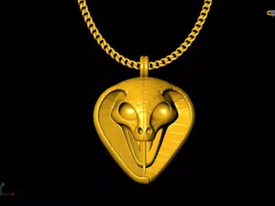 Snake head pendant charms - one inch pendant 3D print model