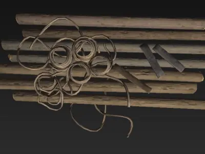 Wooden Log Low-poly 3D model