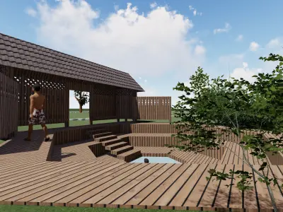 Landscape architecture  Low-poly 3D model