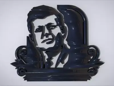 Wall decoration with John F Kennedy motif 3D print model