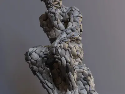 The thinker statue made with rocks 3D model