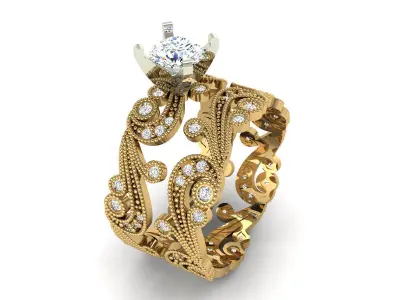 Two piece solitaire ring 3D print model