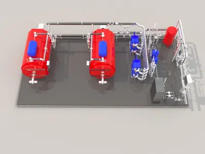 Industrial boiler room 3D model