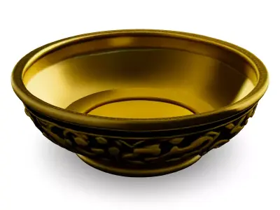Ornate Gold and Black Bowl Low-poly 3D model