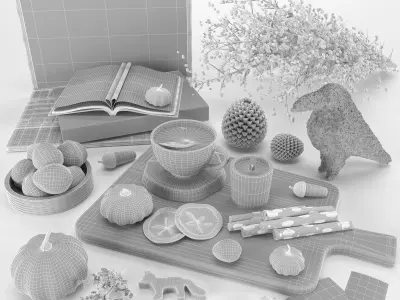 Fall design decoration set 3D model