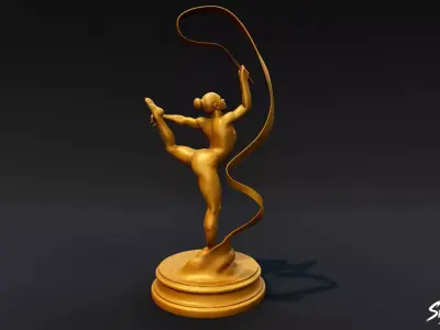 Golden Rhythmic Gymnastics Statue Low-poly 3D model