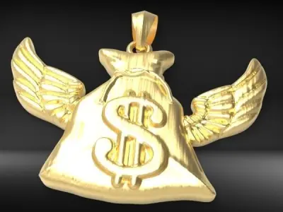 Money Bag Wings DC  Pendant Hip Hop Jewelry 3D print model