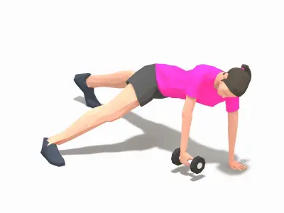 archer row  Exercise WoMan Animation Low-poly 3D model