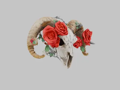 Stylized Ram Skull Emblem Low-poly 3D model