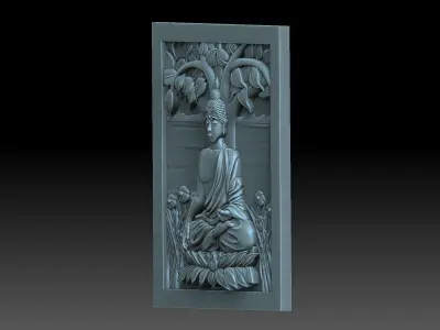 Buddha door with statue 3D print model