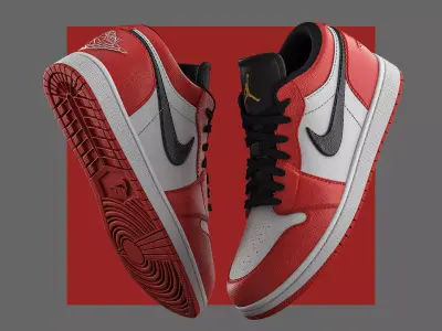 Nike Jordan Sneakers Low Red 3D model