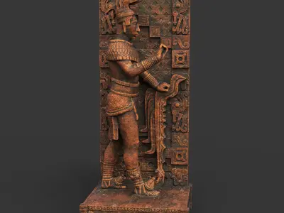 Low poly Mayan Inca Aztec Statue 220505 Low-poly 3D model