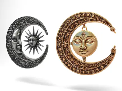 Decorative moons Low-poly 3D model