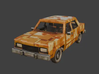 Vintage Car Game-Ready 3D Model with PBR Textures Low-poly 3D model