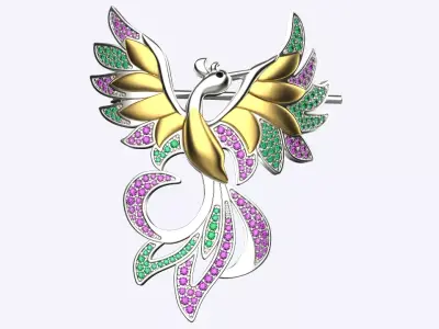 brooch phoenix 3D print model