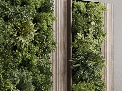 Vertical Wall Garden With Wooden frame set 53 Low-poly 3D model