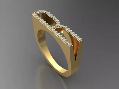 alphabet jewelry ring diamond letter R 3D print model
