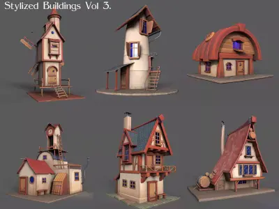 STYLIZED BUILDINGS  VOL3 Low-poly 3D model