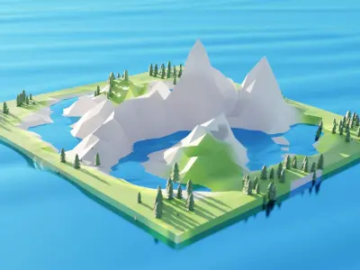 Landscape Island Free low-poly 3D model
