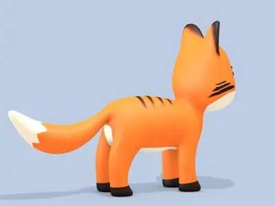 Cartoon Fox Low-poly 3D model get