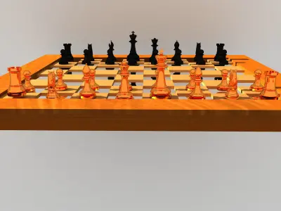 Chess Pieces and Board FBX OBJ 3D model