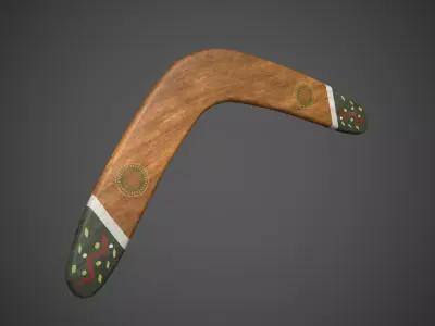 Boomerang wooden arrowhead Low-poly 3D model