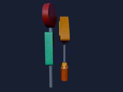 Stylized Road sign  Low-poly 3D model