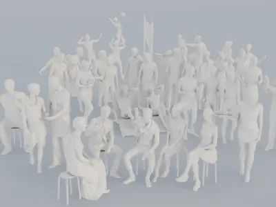 01 BEACH SPORT CASU1 CAFE1 SITTING PEOPLE SCANS MAN WOMAN 3D print model