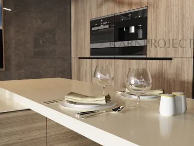 Kitchen Set and Island with Modern Style 3D model