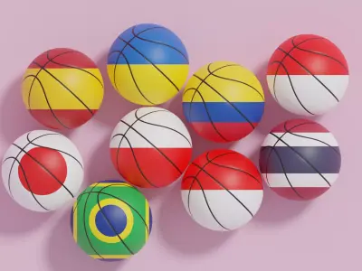 Flag Basketball Ball Collection 2 3D model