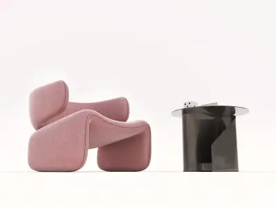 Modern Coffee Table and Armchair Set 50 3D model