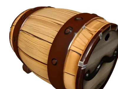 Stylized Wooden Barrel Treasure Chest Low-poly 3D model