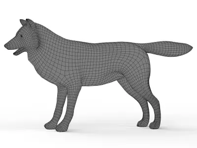 Wolf Base Mesh Low-poly 3D model