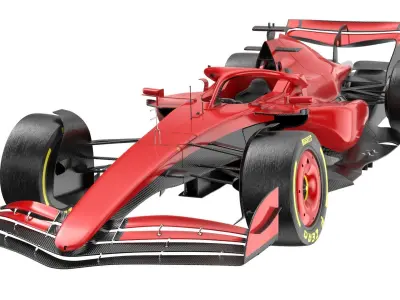 Red F1 2025 Formula 1 Race Car PBR 3D model