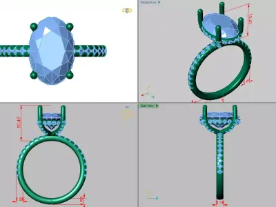 oval solitare 3 carat  3D print model