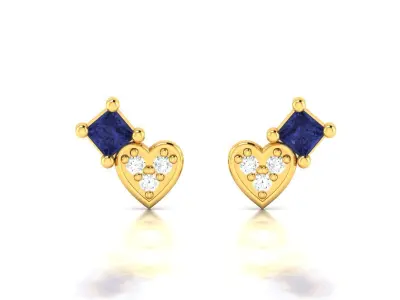 Women Princess Stone Heart Earring  3D print model