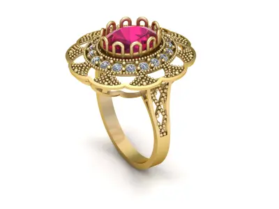 RED RUBY PRECIOUS RING 3D PRINTABLE MODEL 3D print model