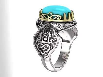 Yaali Islamic design ring 3D print model