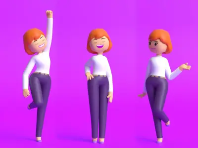 Minimal Girl Cartoon Character 3D model