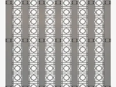 Decor wooden screen with metal bars 3D model