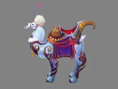 Cartoon white camel mount Low-poly 3D model