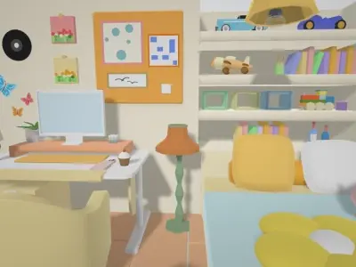 Cartoon bedroom Free 3D model