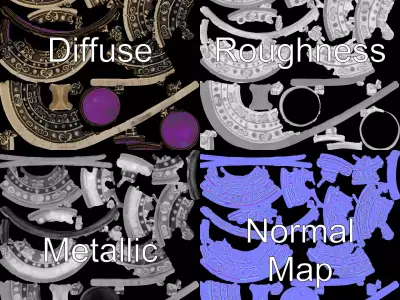 Antique Bronze Amulet model pack Low-poly 3D model