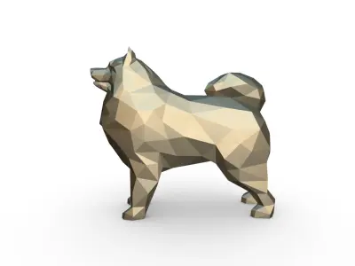 Samoyed low poly dog 3D print model