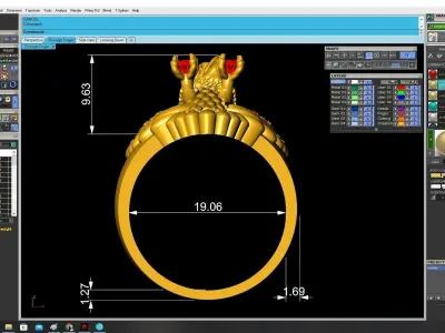 Luxury Eagle Ruby Diamond Mens Ring  3598 3D print model