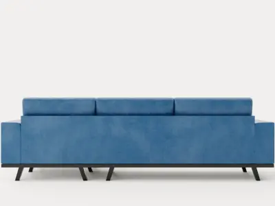 Copenhagen Divan Sofa Right Velvet Low-poly 3D model