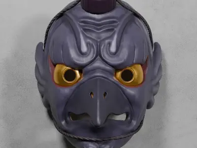 Karasu tengu mask  japanese theatre Noh 3D model 3D model