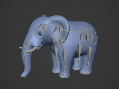 Cartoon Elephant with FK and IK Rigging Low-poly 3D model